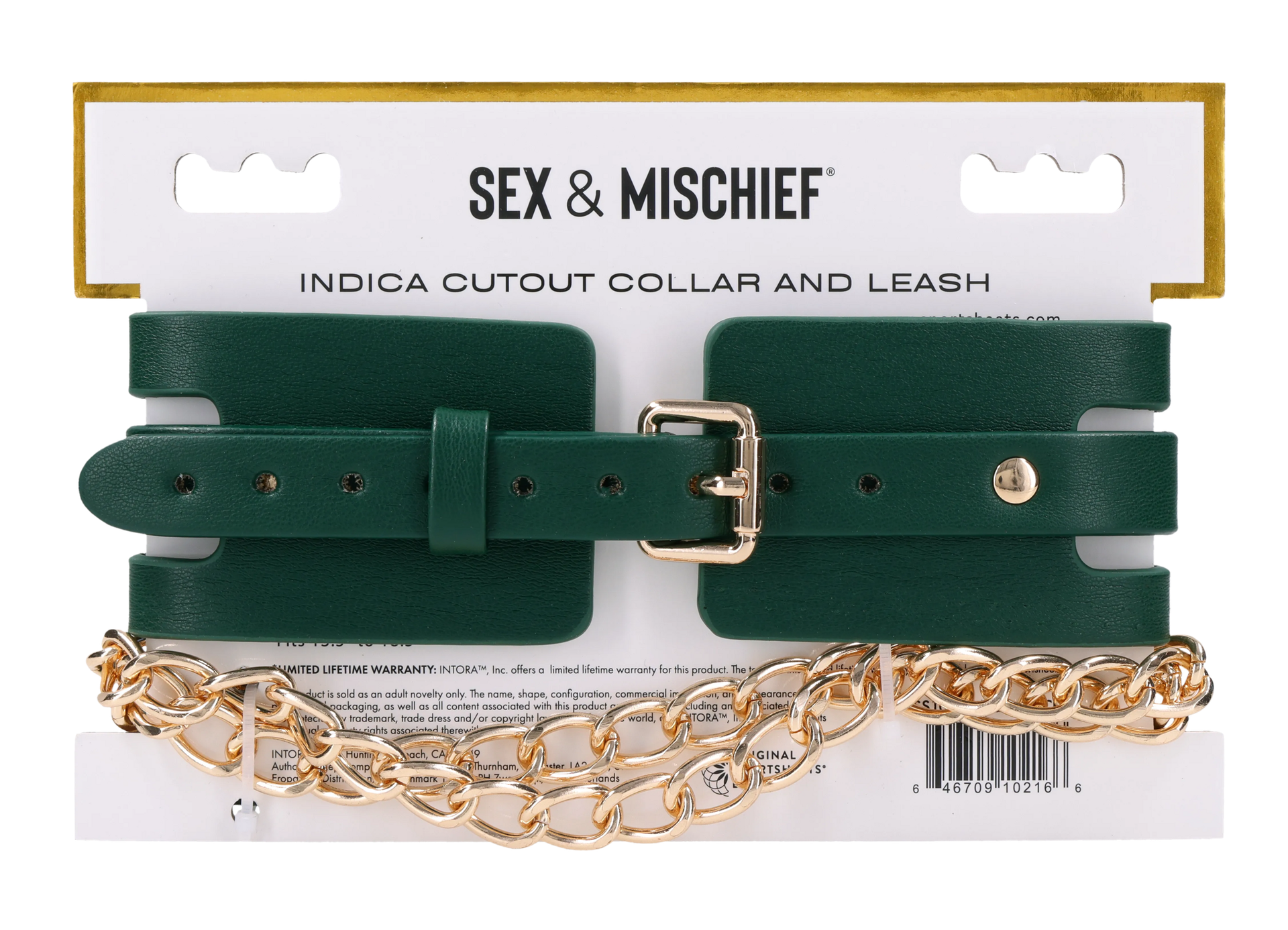 Sportsheets Indica Cutout Collar collare verde con guinzaglio