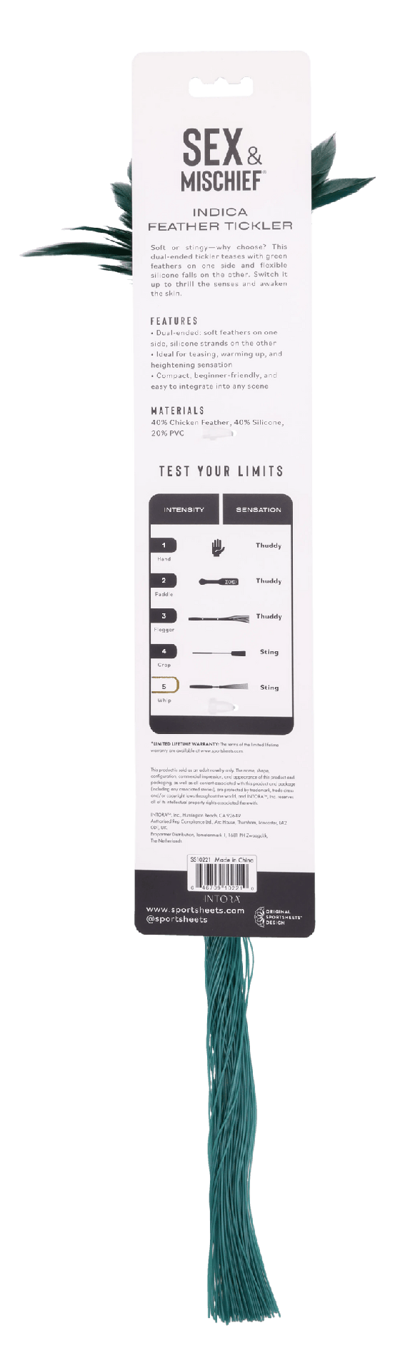 Sportsheets Indica Feather Tickler verde doppia azione
