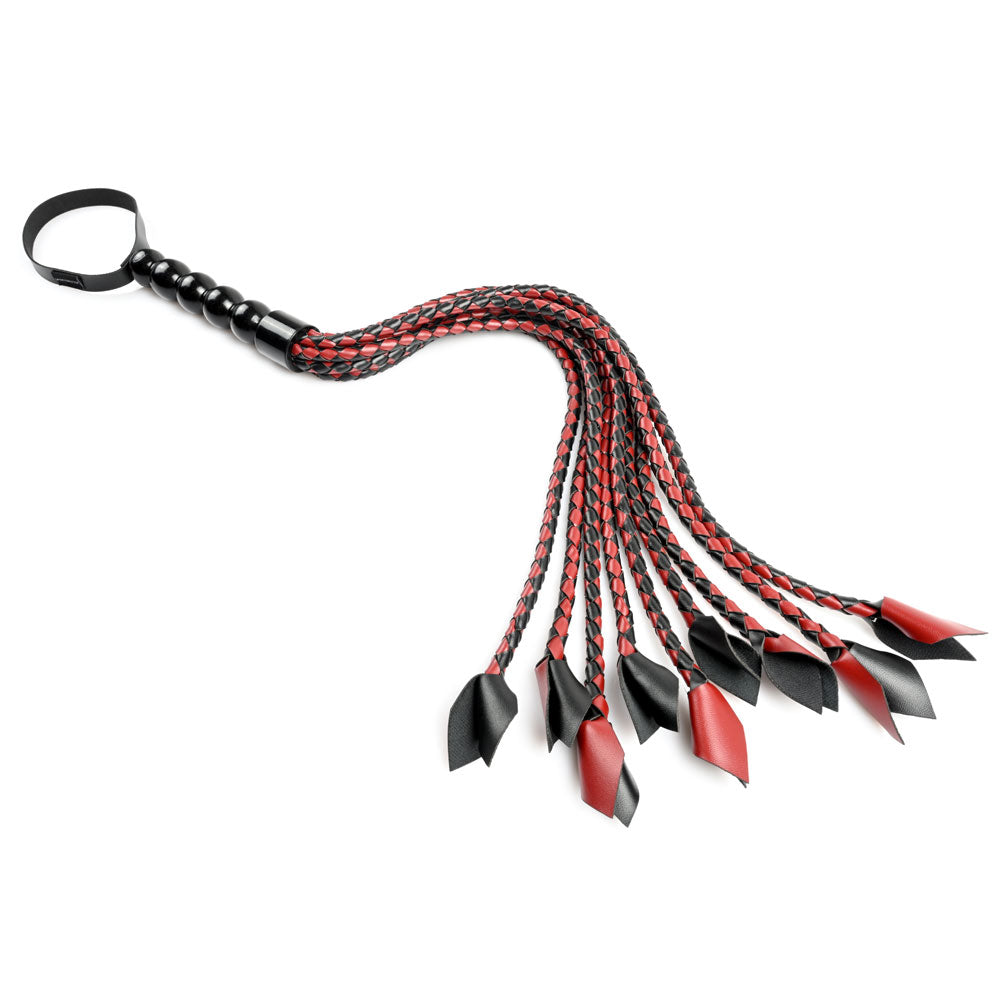 Sportsheets Saffron Braided Flogger frustino rosso intrecciato