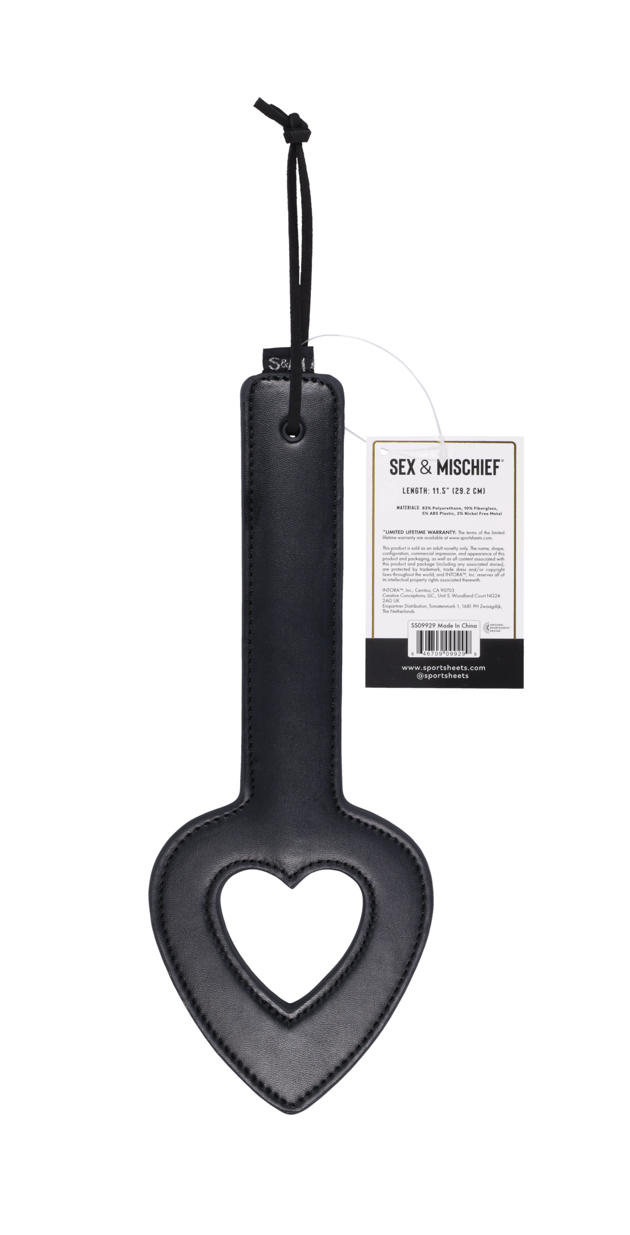 Sportsheets Shadow Heart Paddle paddle similpelle nero