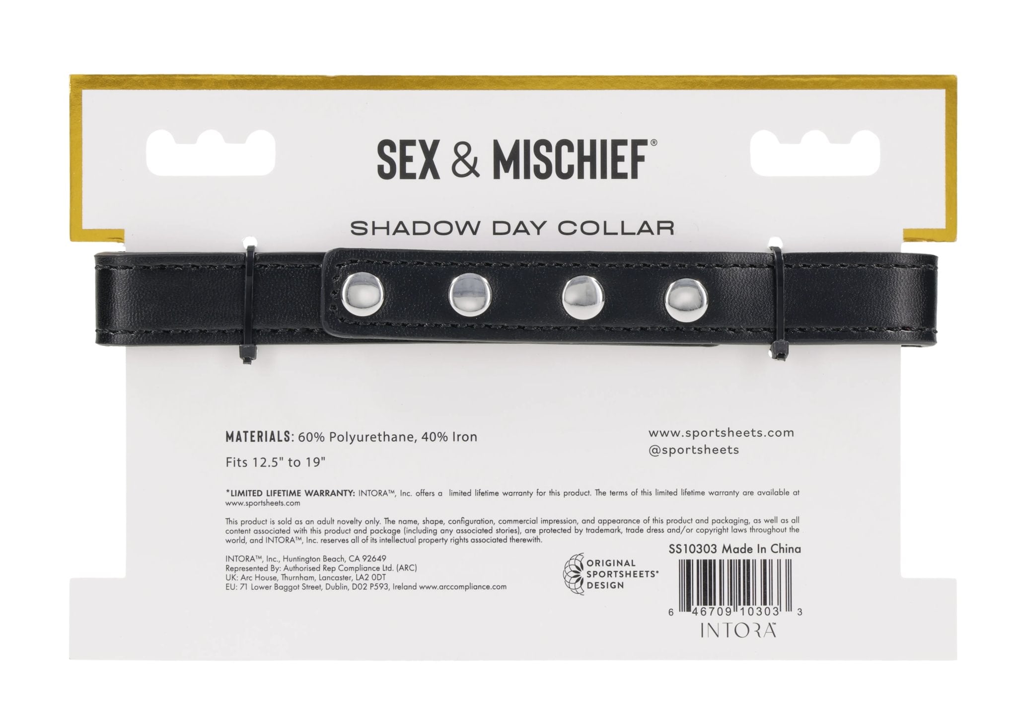 Sportsheets Shadow Day Collar collare giorno nero