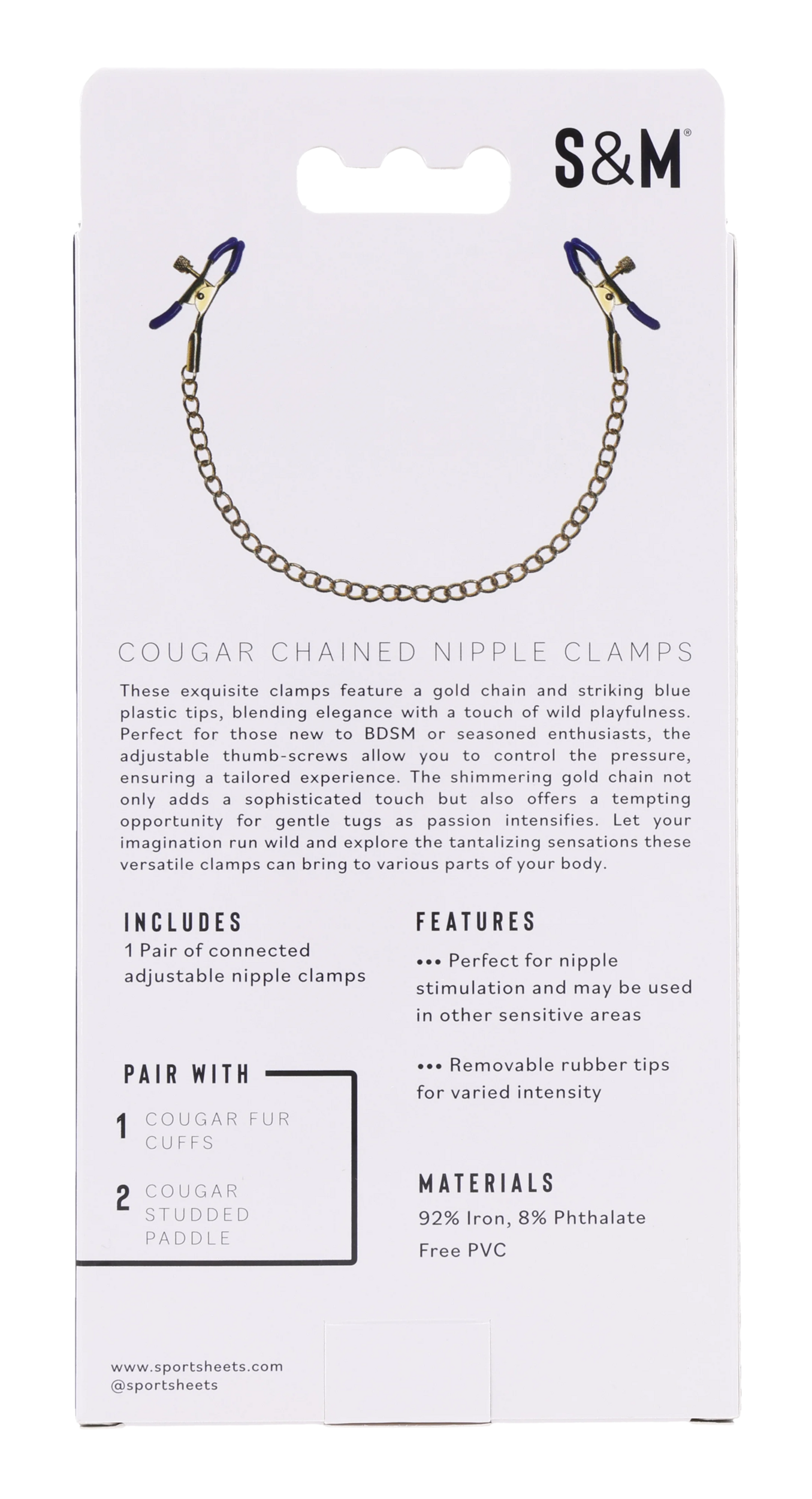 Sportsheets Sex & Mischief Cougar pinze capezzoli catena oro regolabile