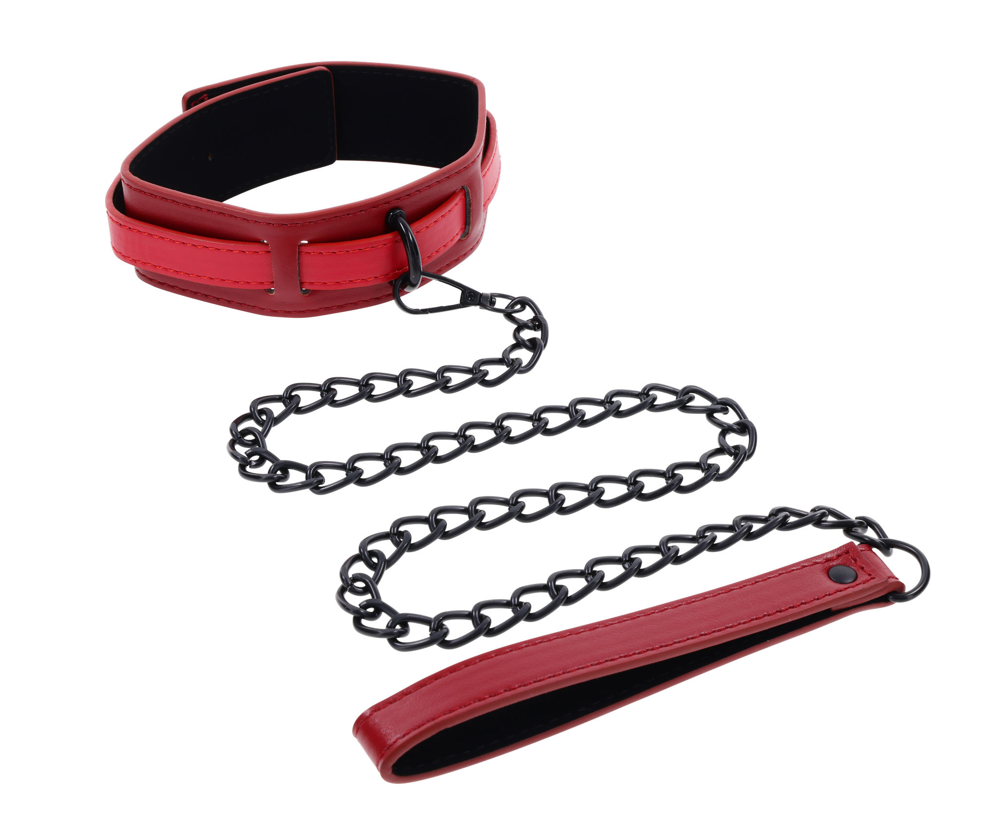 Sportsheets Ex's & Oh's collare con guinzaglio rosso ecopelle