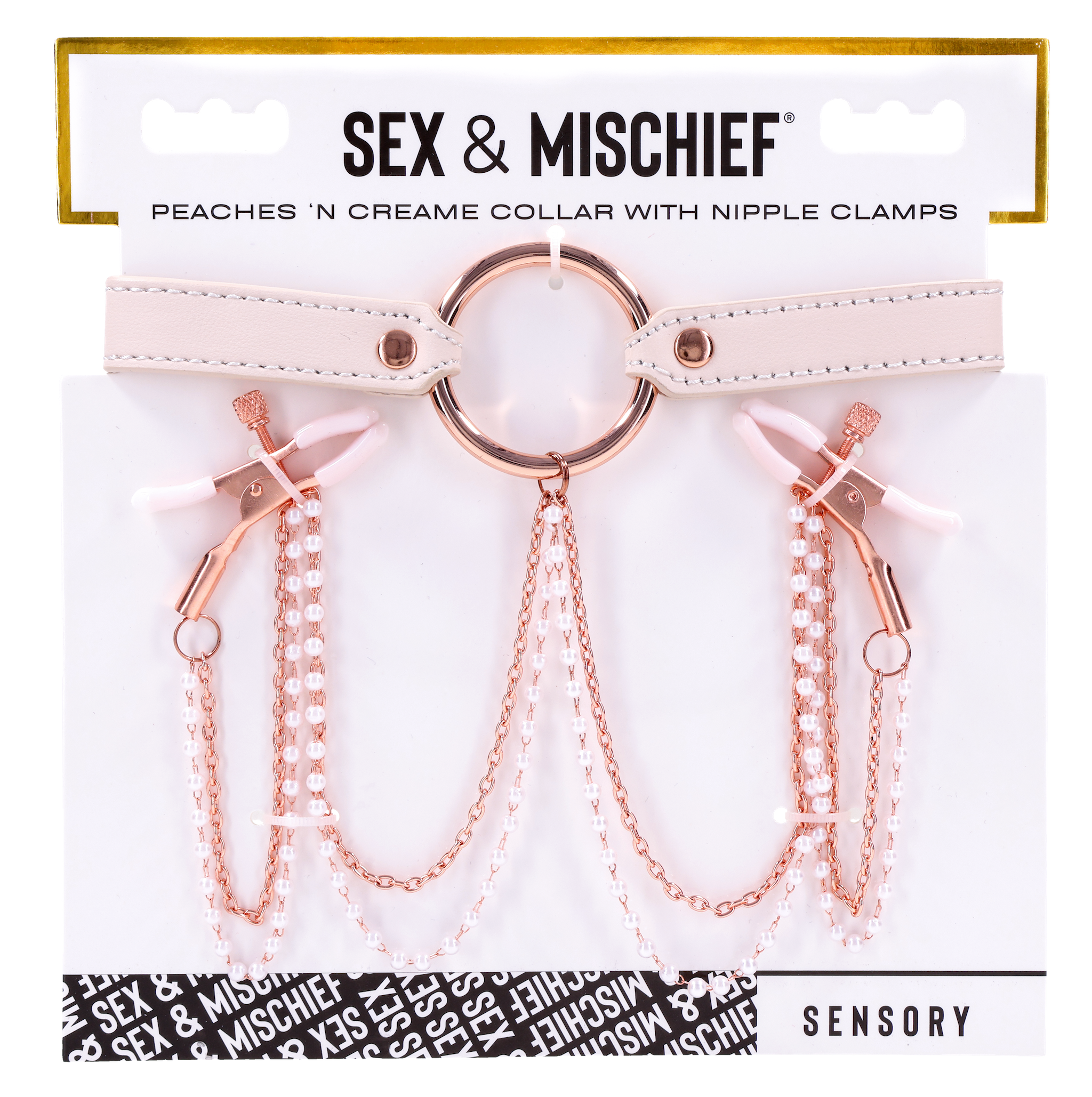 Sportsheets Peaches Collar con morsetti pesca