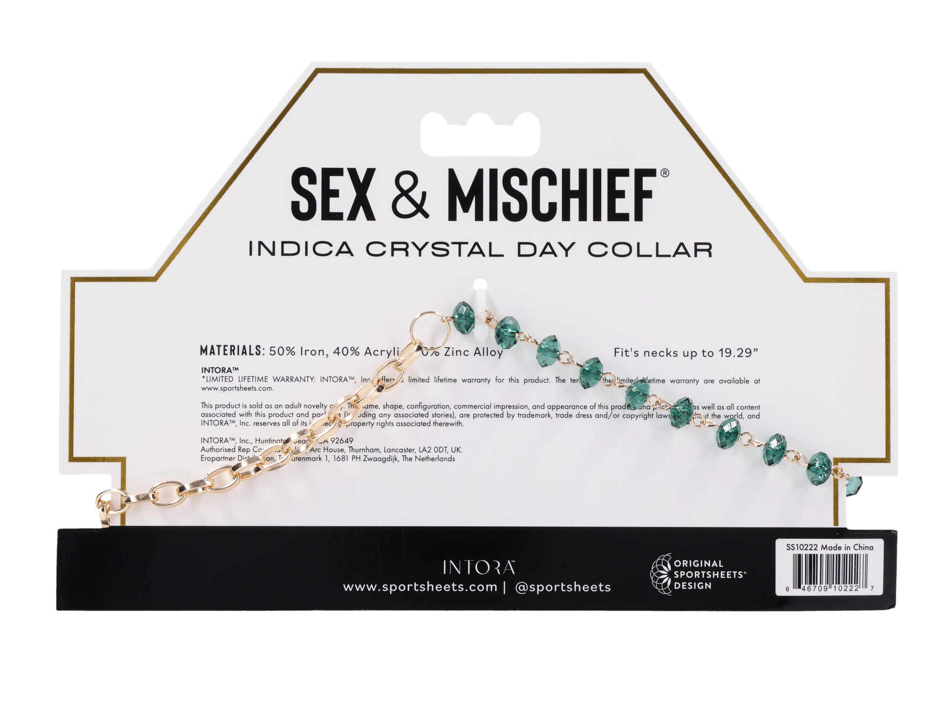Sportsheets Indica Crystal Day Collar verde oro