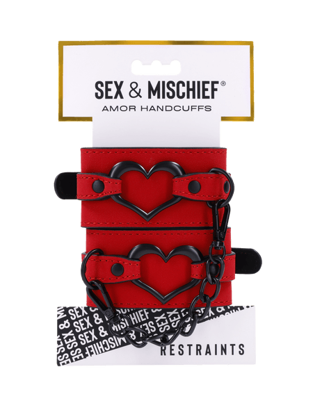 Sportsheets Amor Handcuffs manette rosse pelle vegana