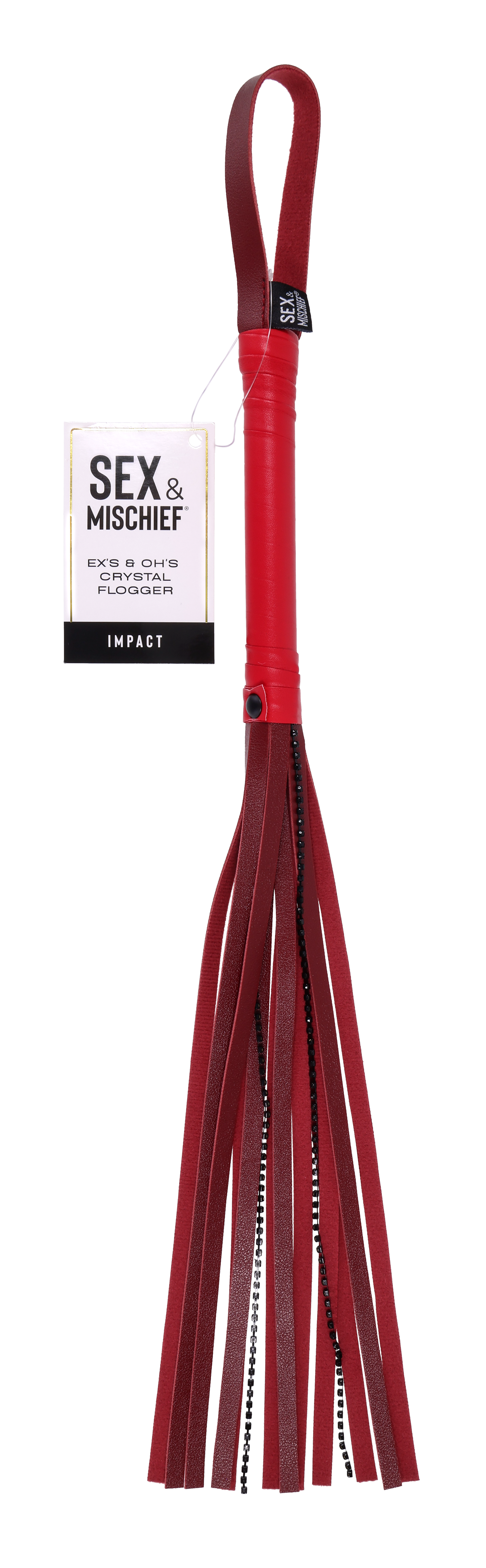 Sportsheets Ex's & Oh's Crystal flogger rosso con cristalli