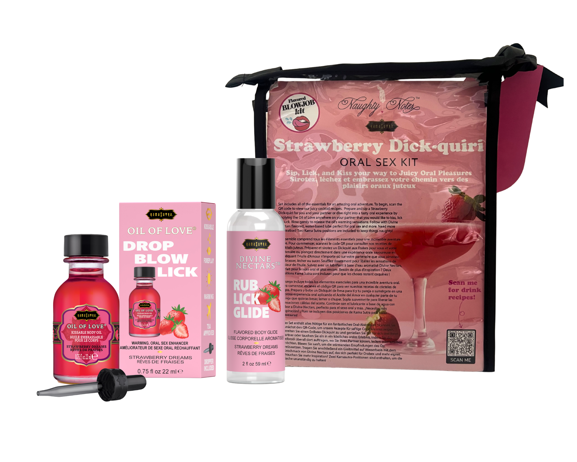 Kama Sutra Strawberry Dick-quiri kit sesso orale fragola