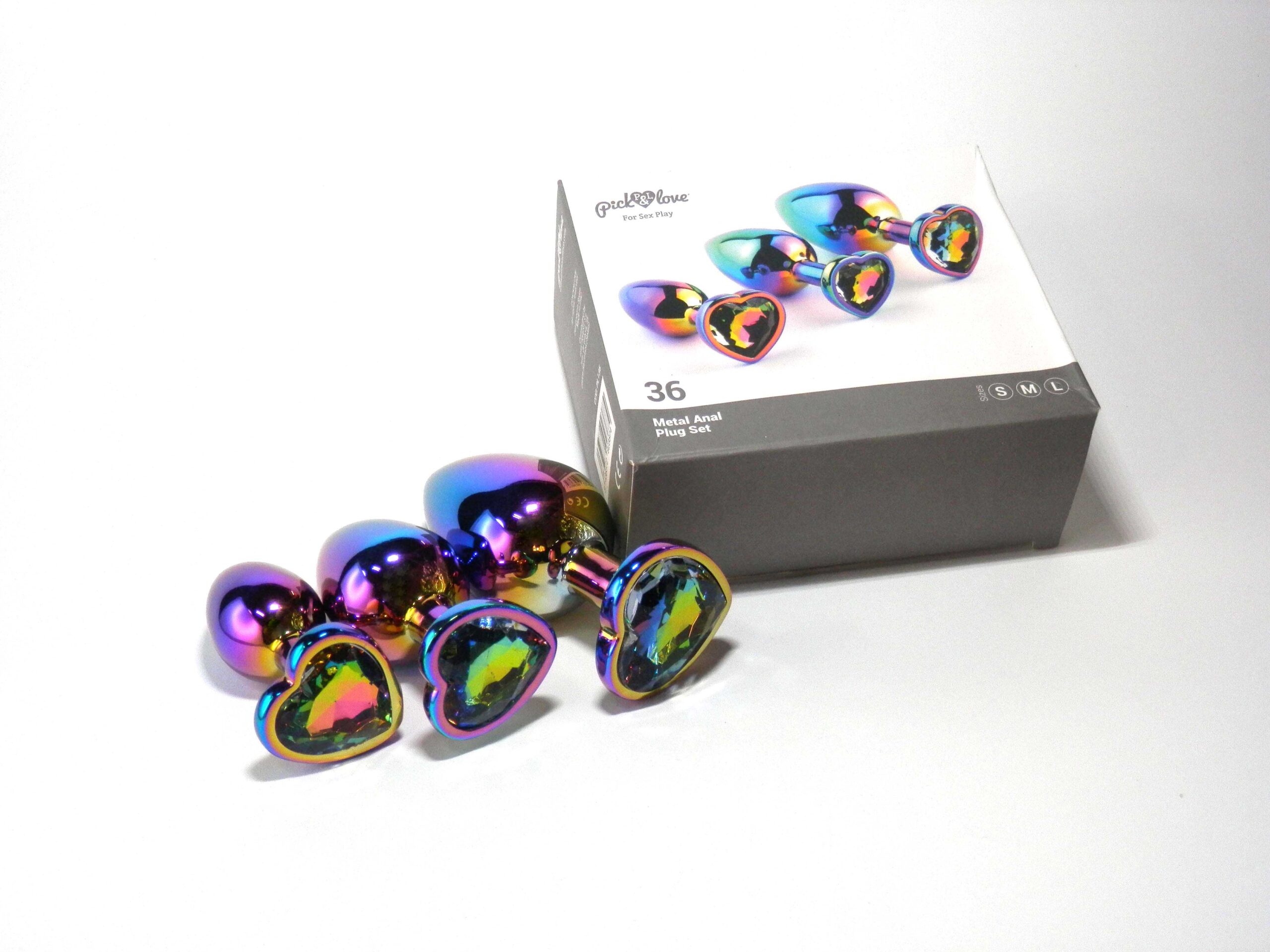 Pick&Love Plug Anale Cuore Tornasolato set 3 pezzi metallo