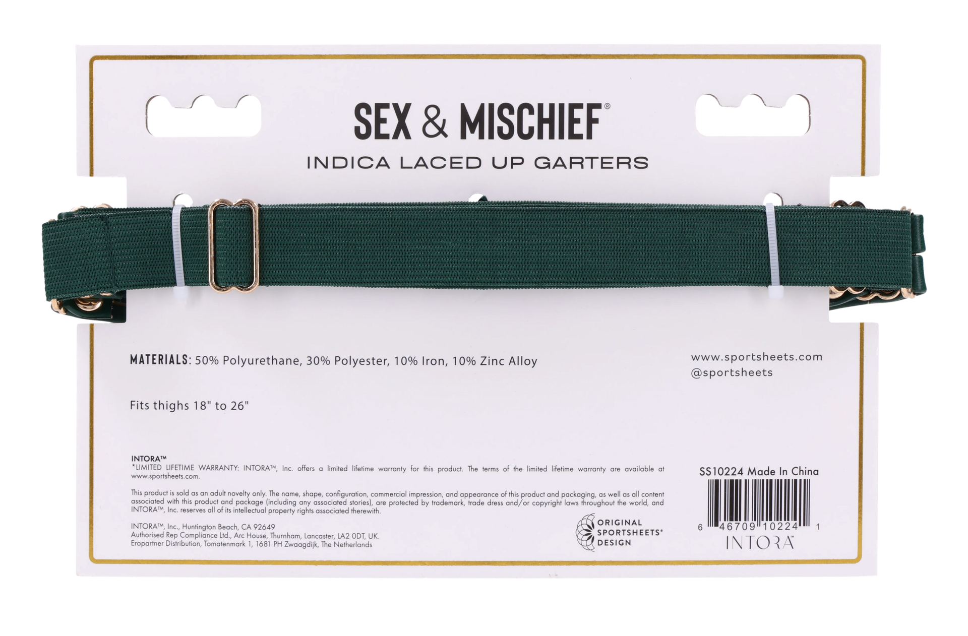 Sex & Mischief Indica Laced Up giarrettiere verdi regolabili