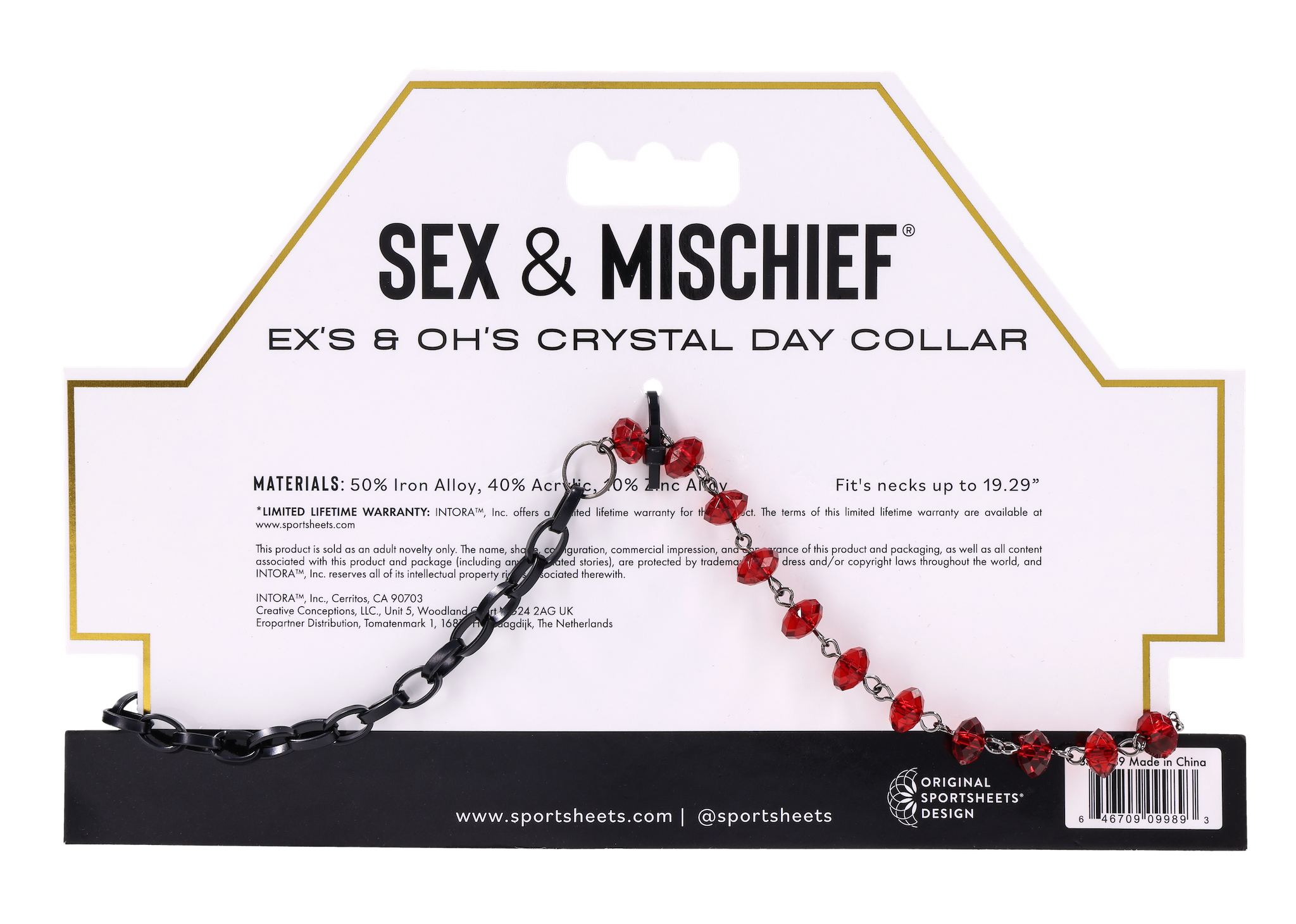 Sex & Mischief Ex's Oh's Crystal Day Collar collare rosso
