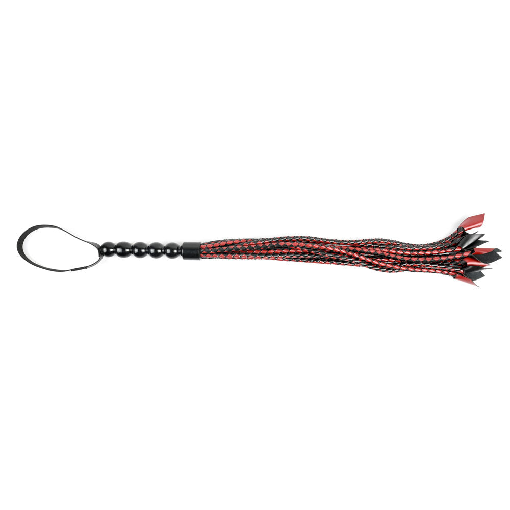 Sportsheets Saffron Braided Flogger frustino rosso intrecciato