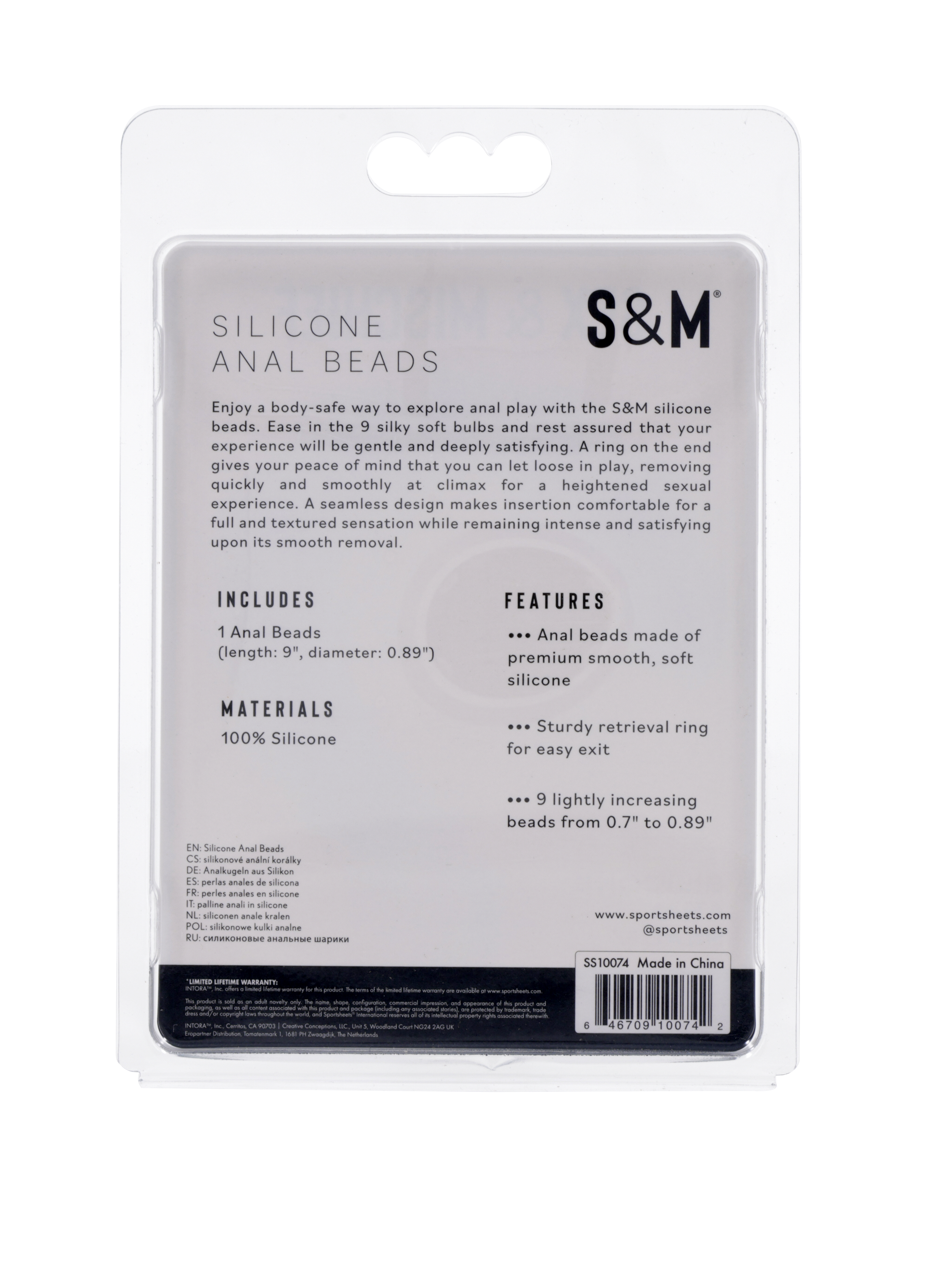 Sportsheets Sex & Mischief palline anali silicone nere 23 cm