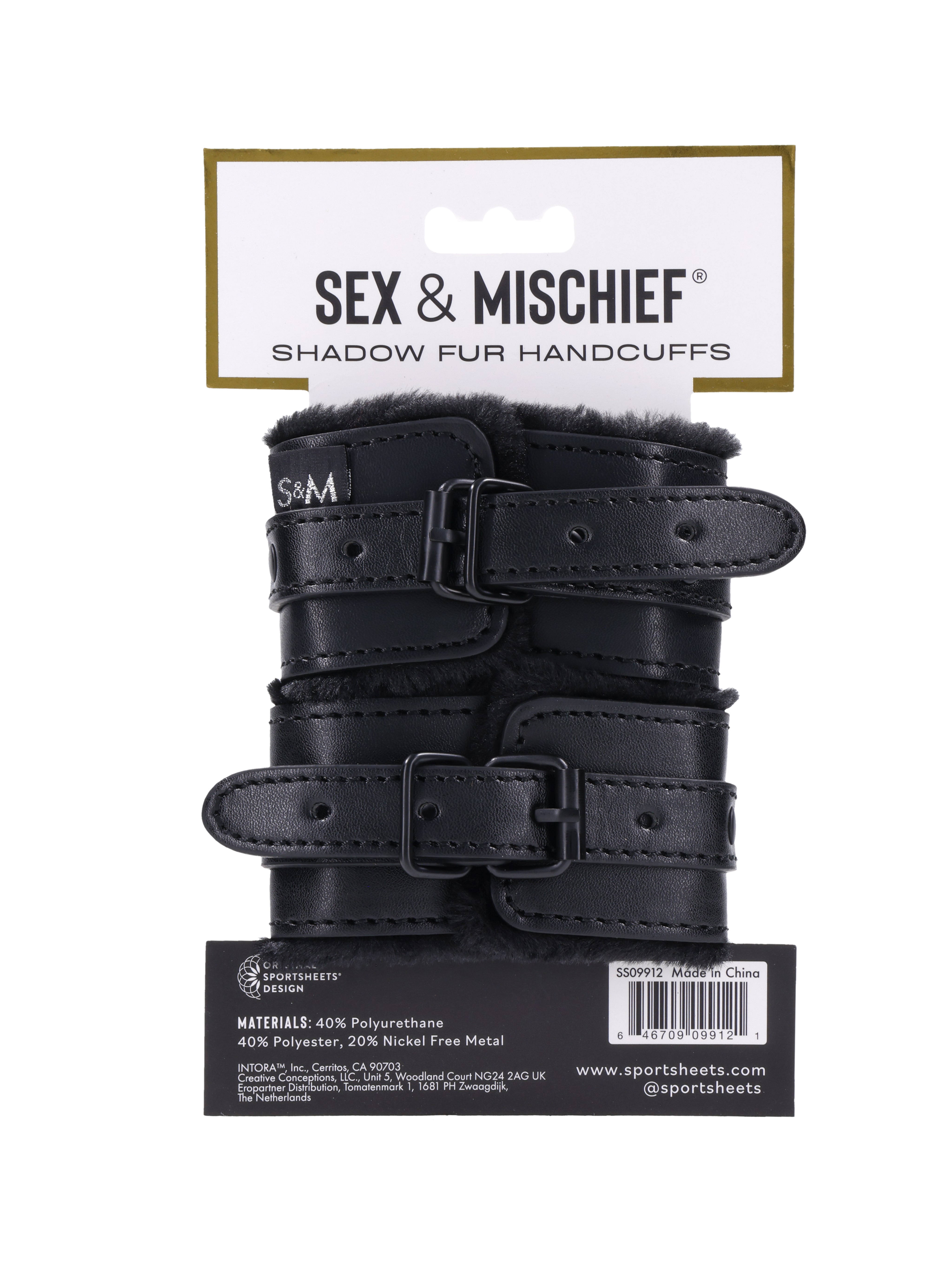 Sportsheets Sex & Mischief Shadow Fur manette pelose nere