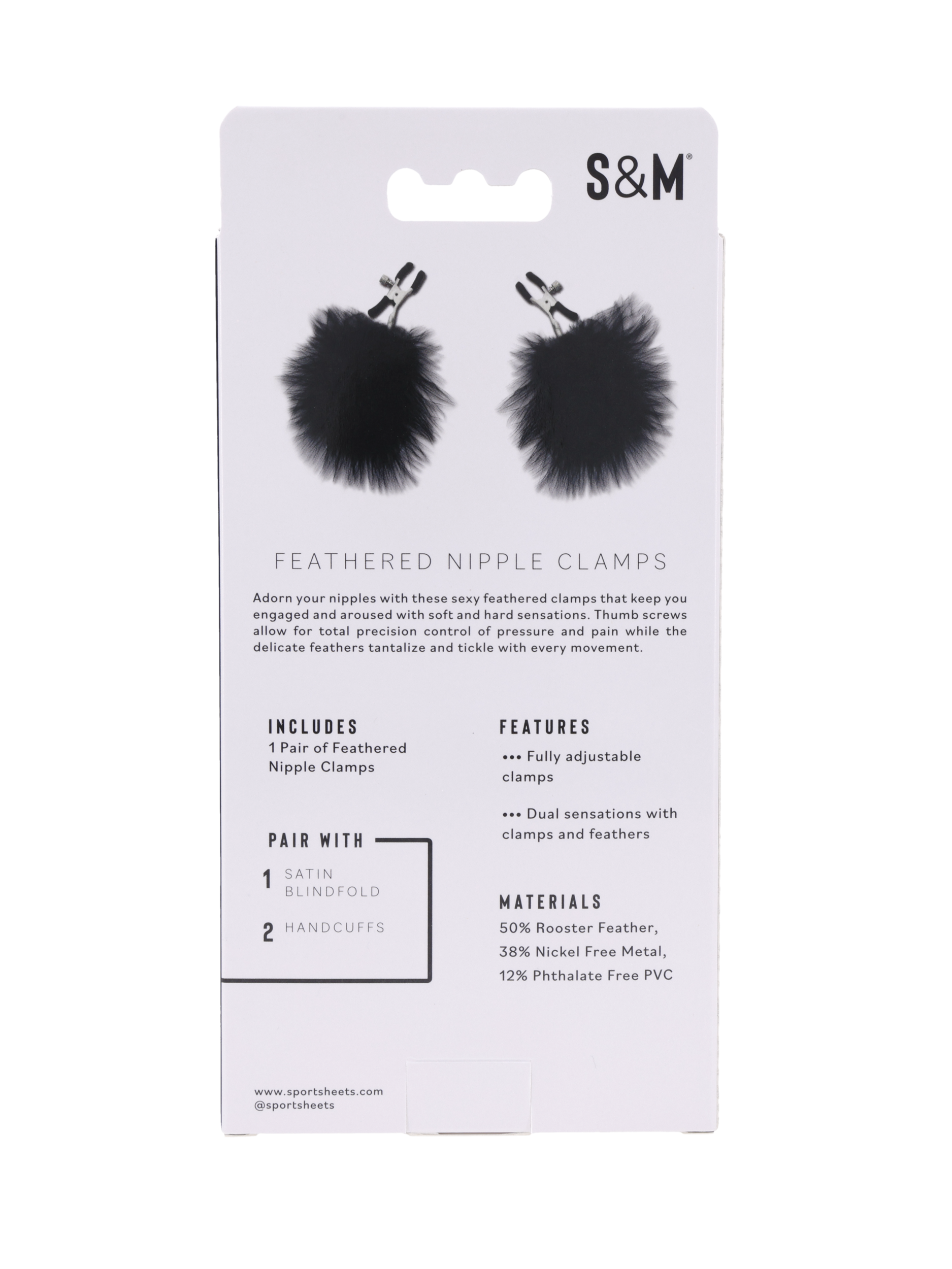 Sportsheets Feathered morsetti capezzoli neri regolabili