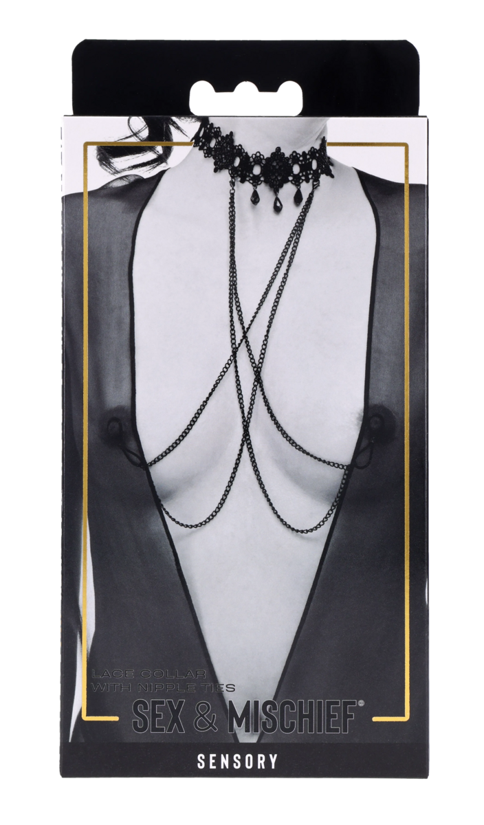 Sportsheets Sex & Mischief Lace Collar with Nipple Ties collare pizzo