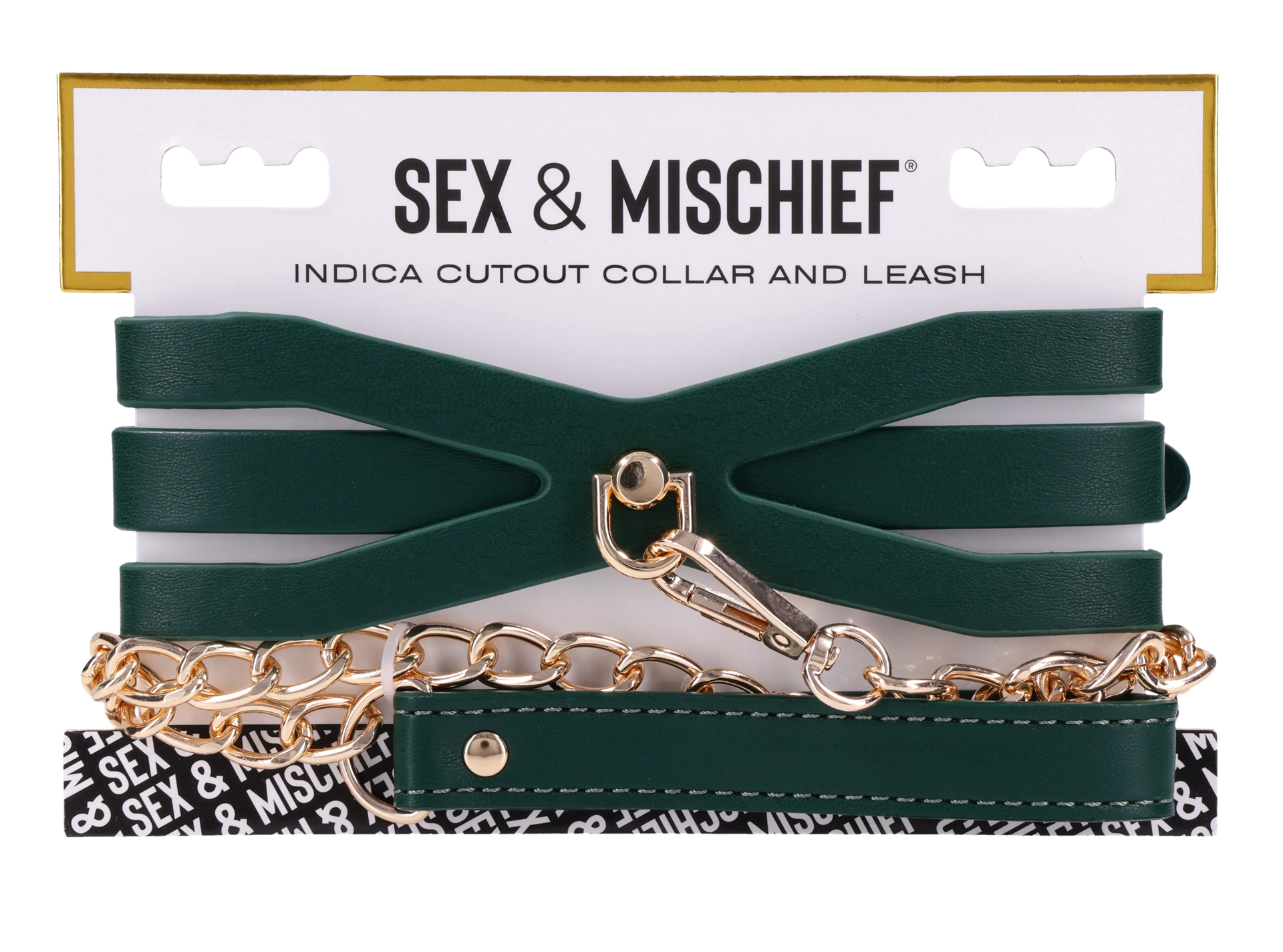 Sportsheets Indica Cutout Collar collare verde con guinzaglio