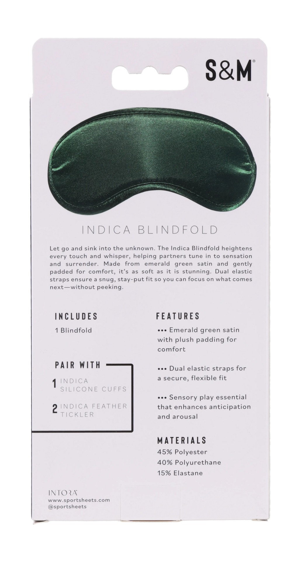 Sportsheets Sex & Mischief Indica Benda occhi satin verde
