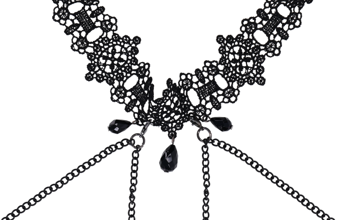 Sportsheets Sex & Mischief Lace Collar with Nipple Ties collare pizzo