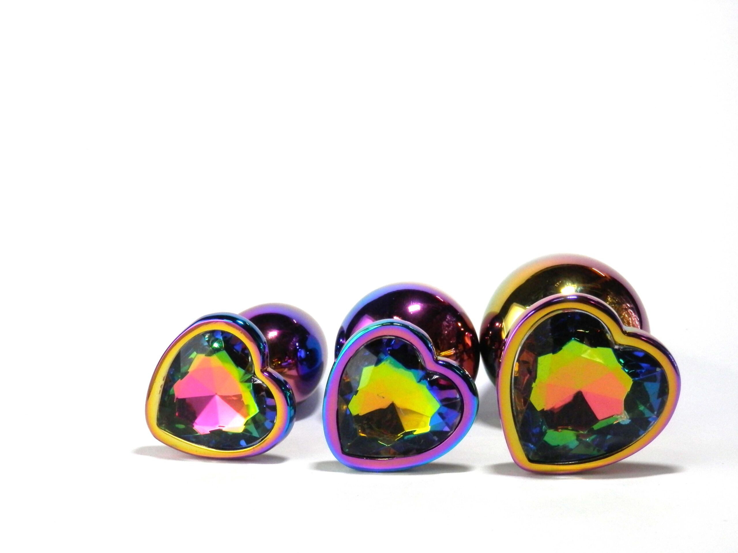 Pick&Love Plug Anale Cuore Tornasolato set 3 pezzi metallo