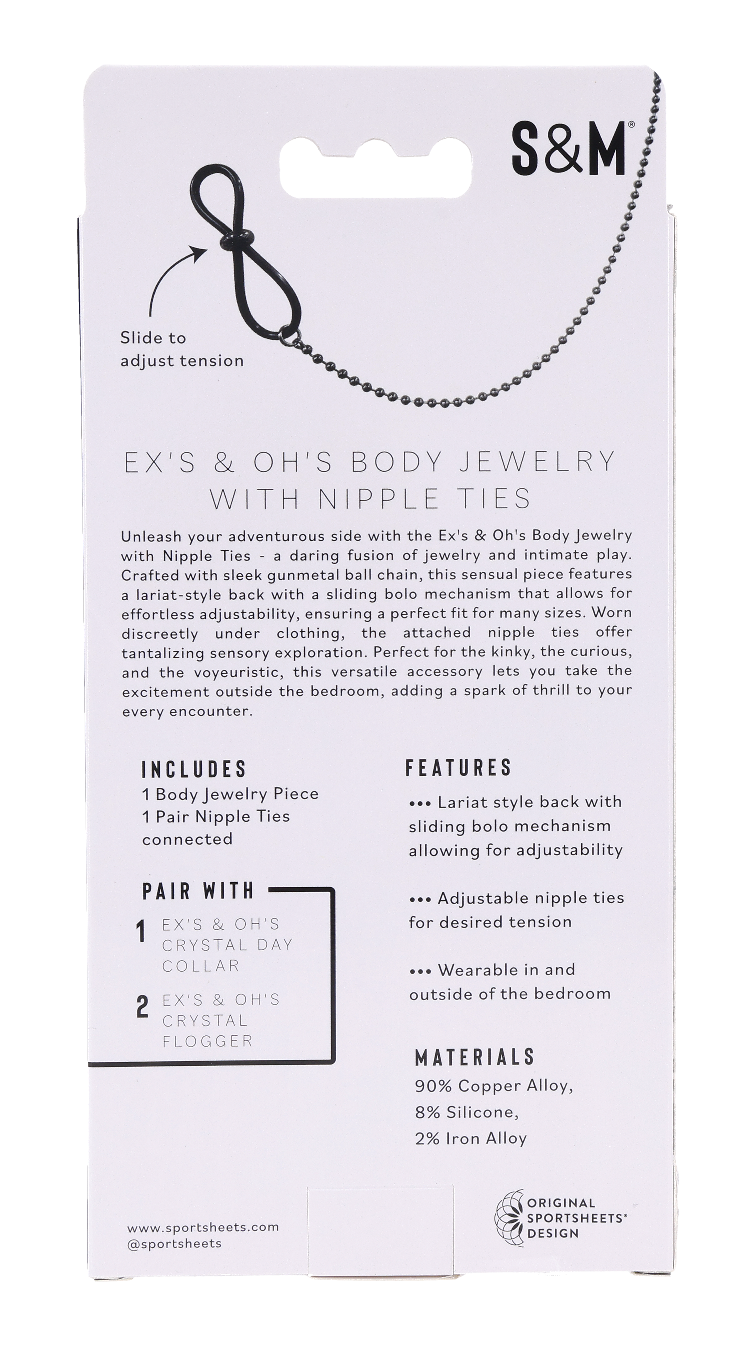 Sportsheets Ex's & Oh's Body Jewelry gioiello corpo con lacci