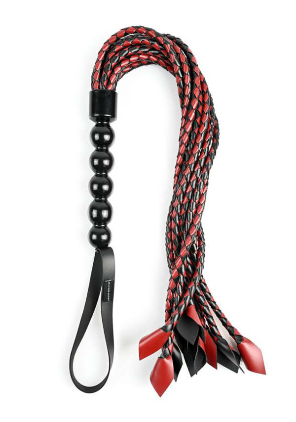 Sportsheets Saffron Braided Flogger frustino rosso intrecciato