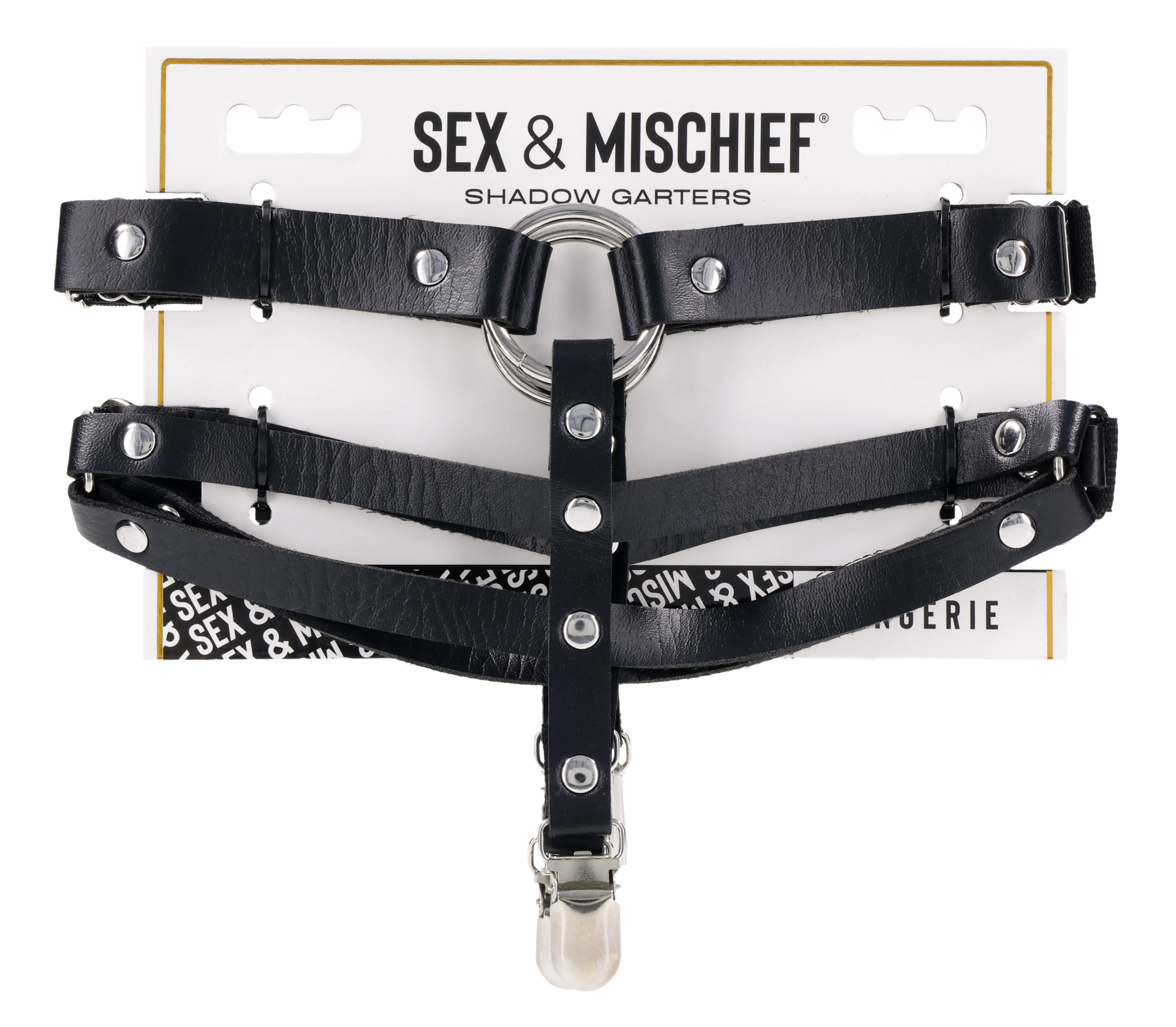 Sportsheets Shadow Garters reggicalze nero con anello