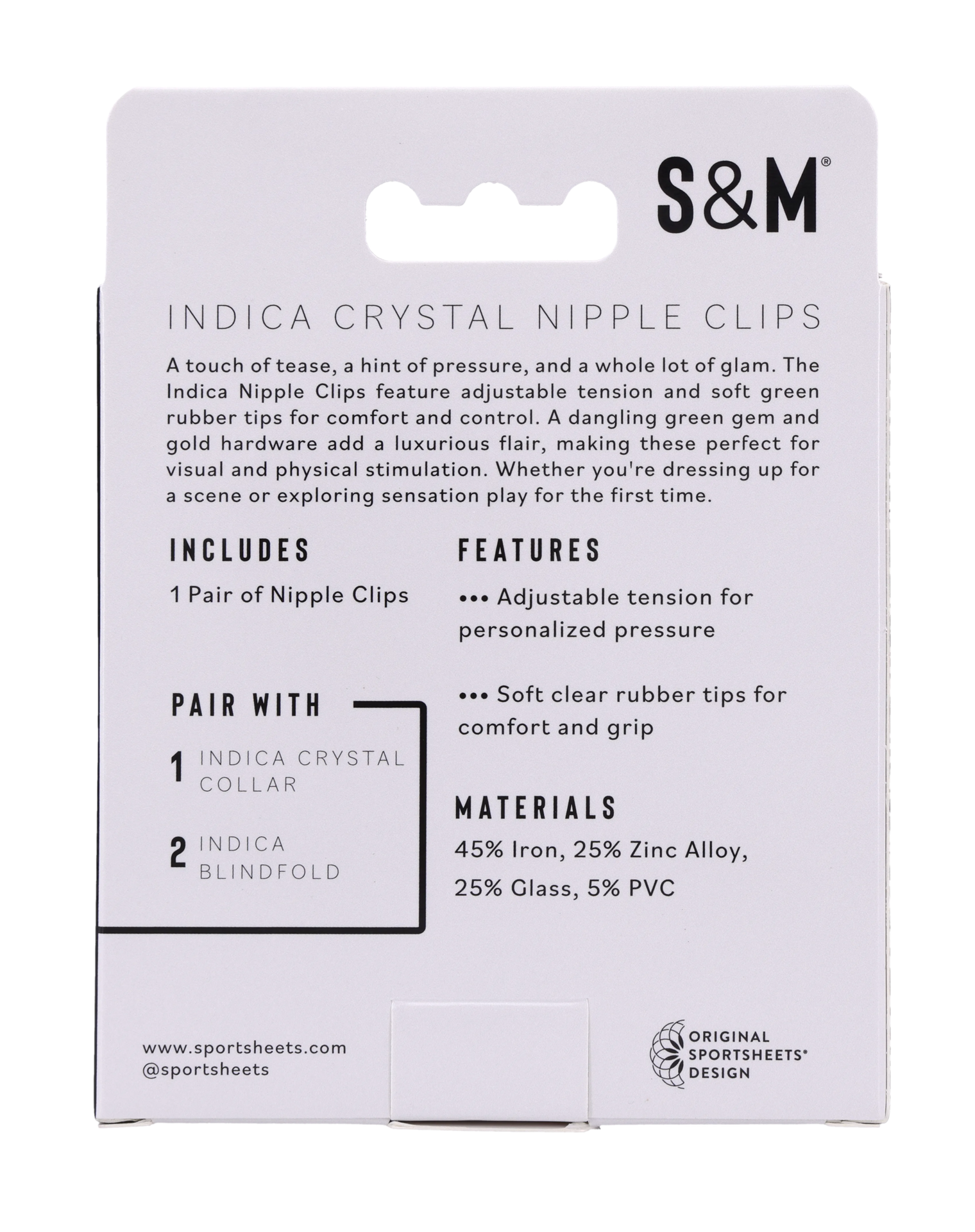 Sportsheets Indica Crystal pinzette capezzoli verde regolabili