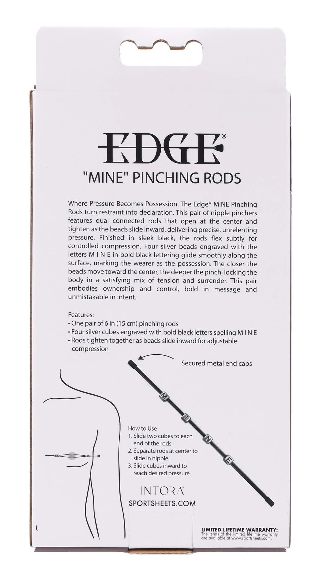 Sportsheets Edge MINE Pinching Rods pinze capezzoli nere