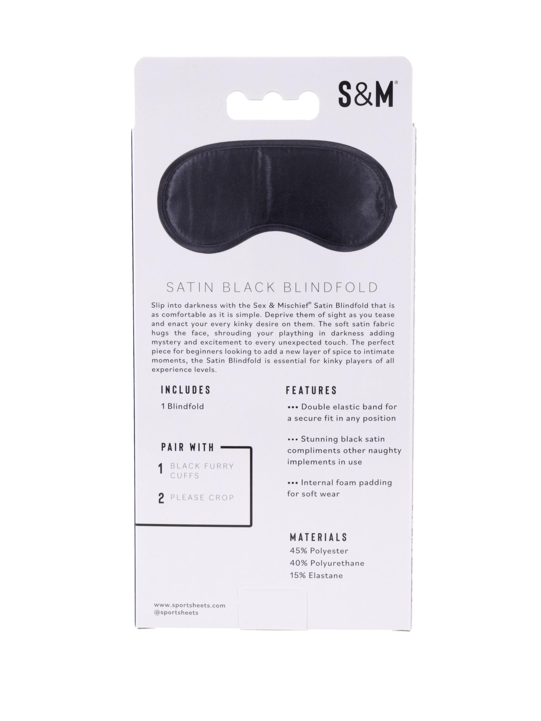 Sex & Mischief Black Satin Blindfold benda occhi raso nero