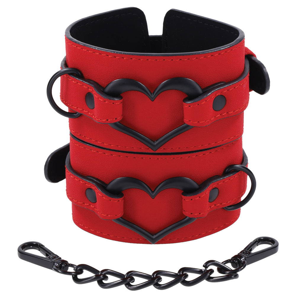 Sportsheets Amor Handcuffs manette rosse pelle vegana