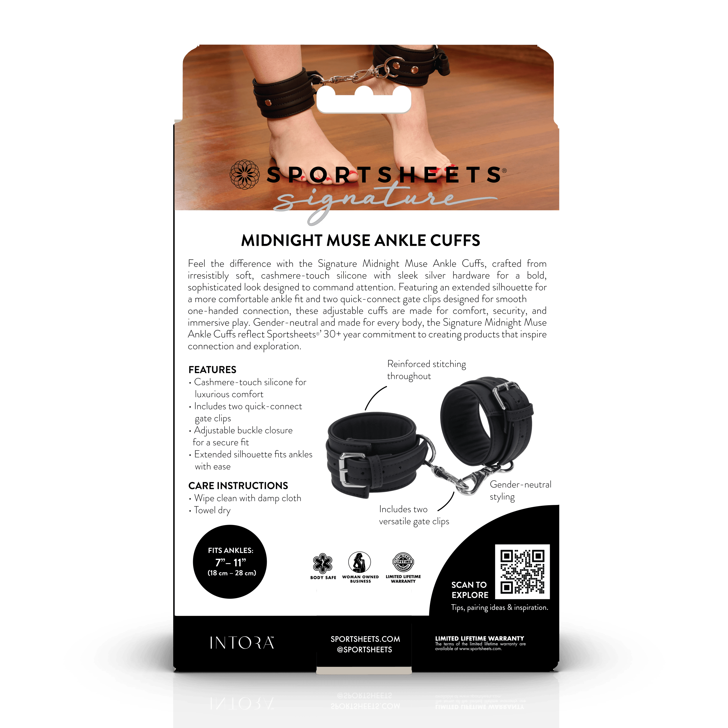 Sportsheets Signature Midnight Muse manette caviglie silicone