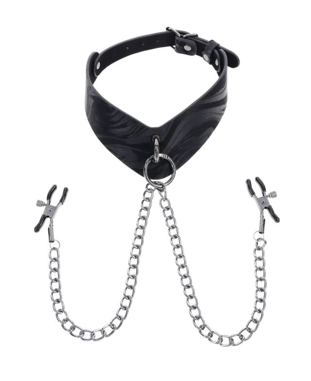 Sportsheets Velvet Noir Collar collare con pinze capezzoli