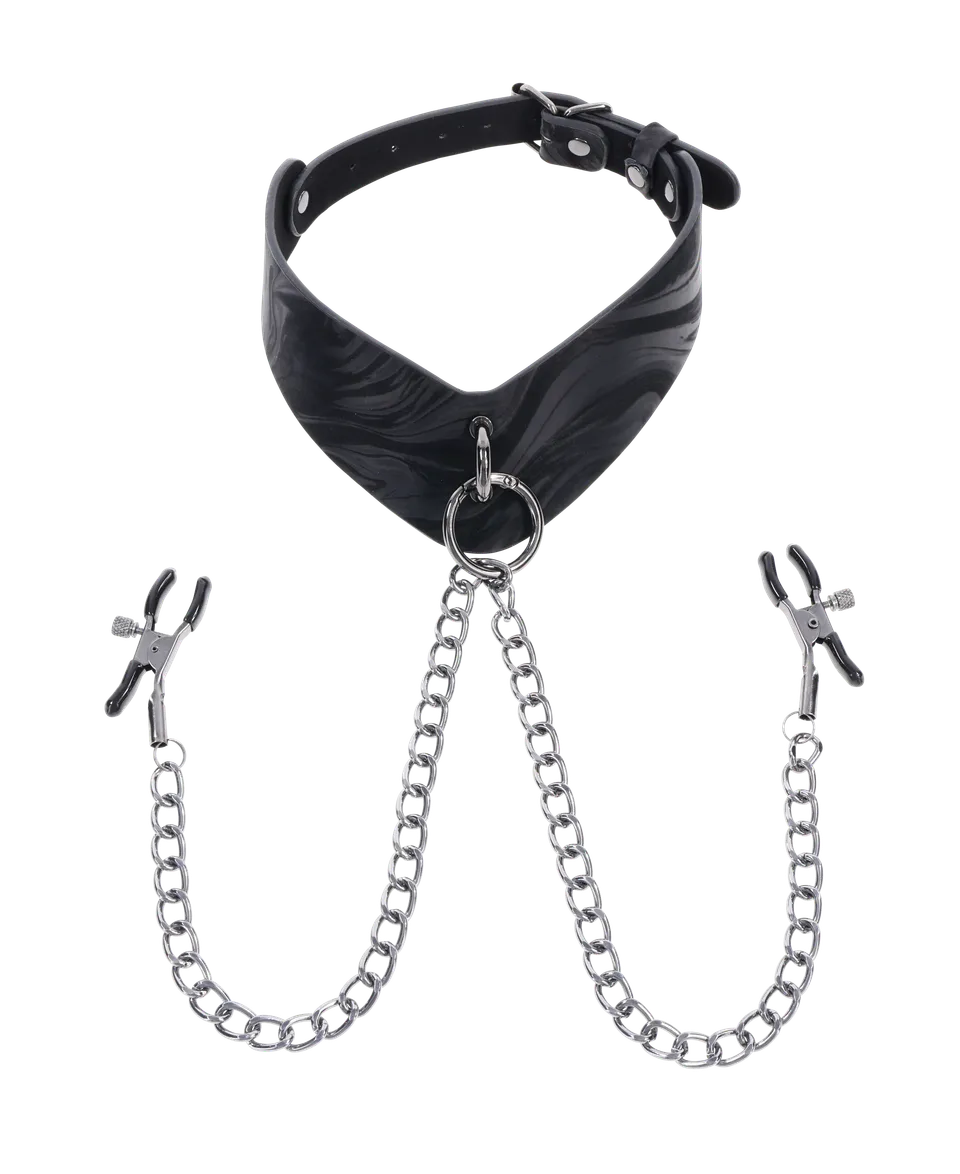 Sportsheets Velvet Noir Collar collare con pinze capezzoli