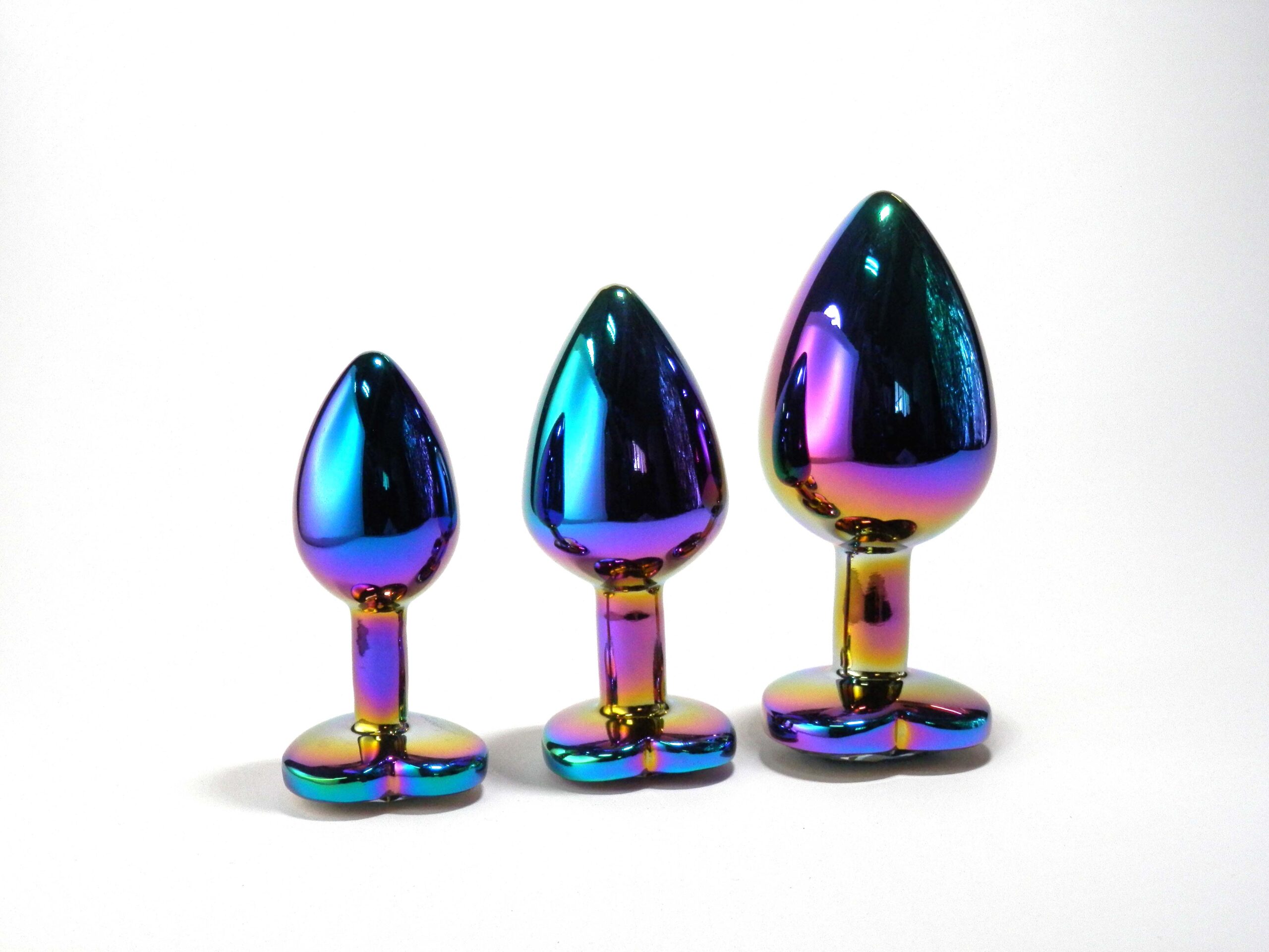 Pick&Love Plug Anale Cuore Tornasolato set 3 pezzi metallo
