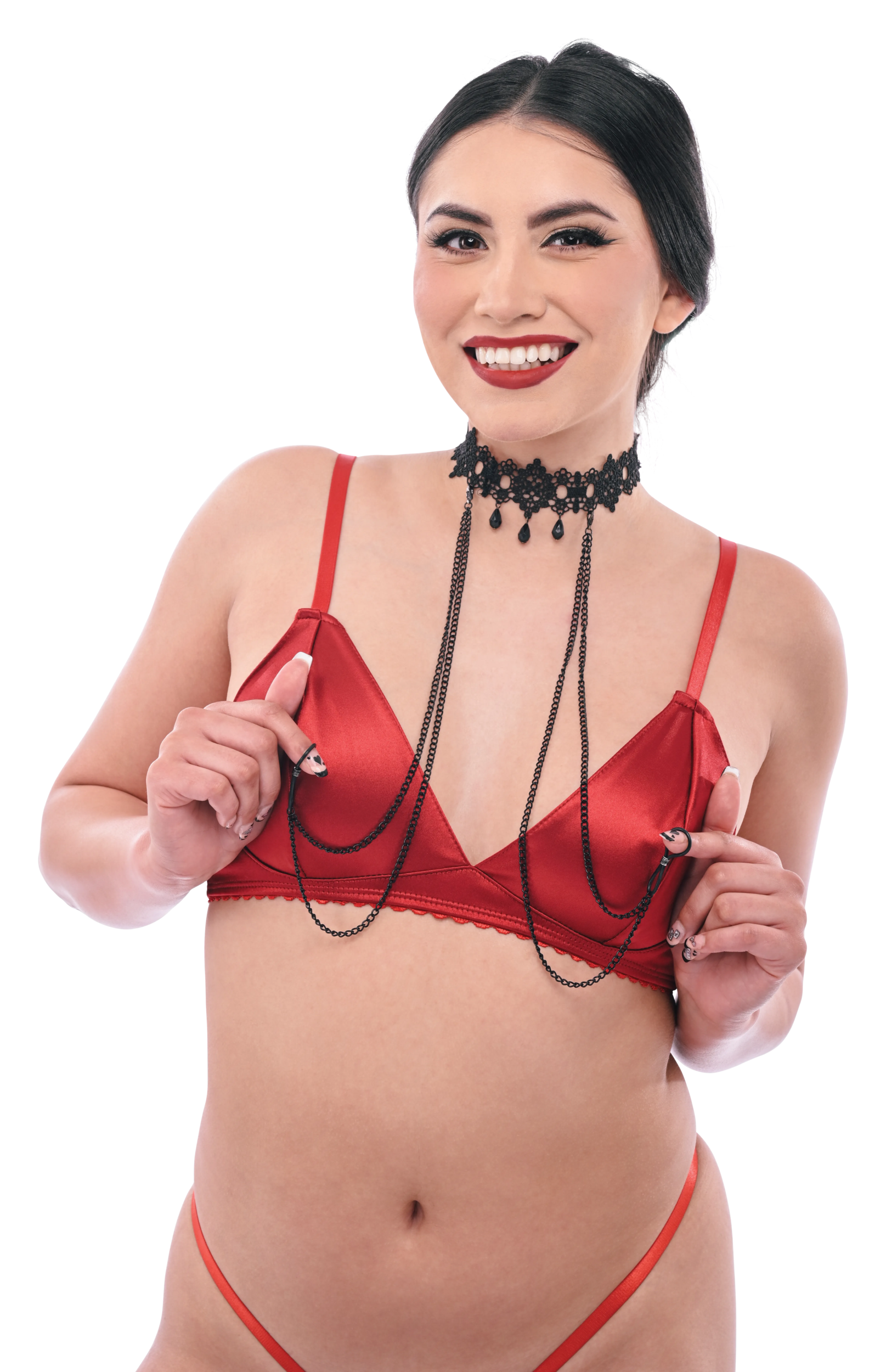 Sportsheets Sex & Mischief Lace Collar with Nipple Ties collare pizzo