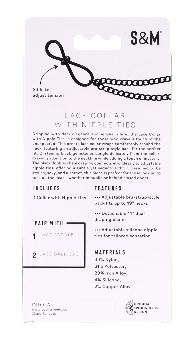 Sportsheets Sex & Mischief Lace Collar with Nipple Ties collare pizzo