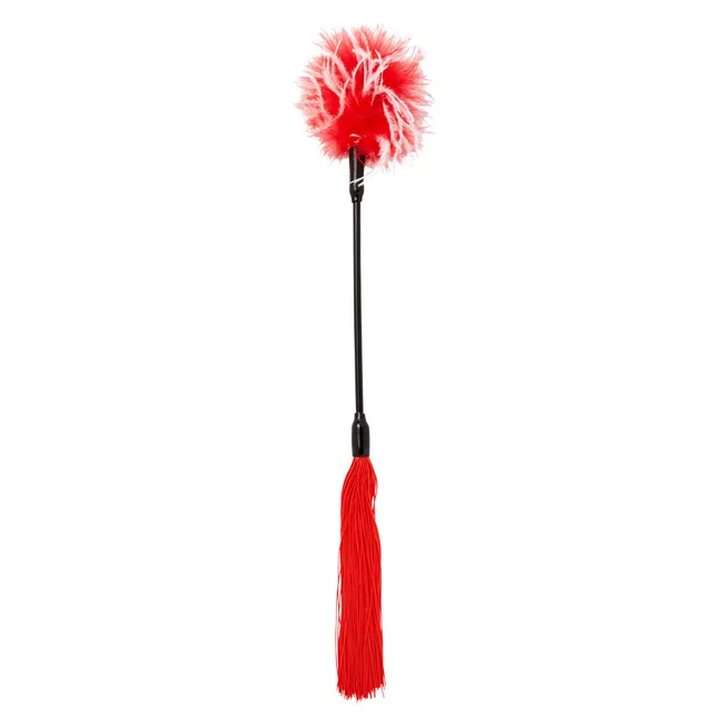 Sportsheets Sex & Mischief Whip & Tickle frustino rosso con piume
