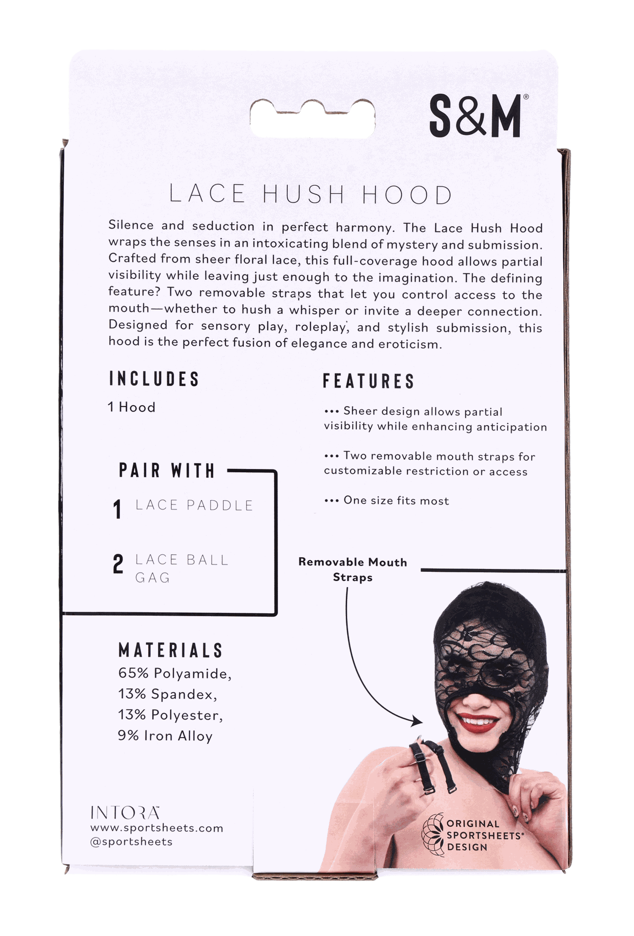 Sportsheets Sex & Mischief Hush cappuccio pizzo nero